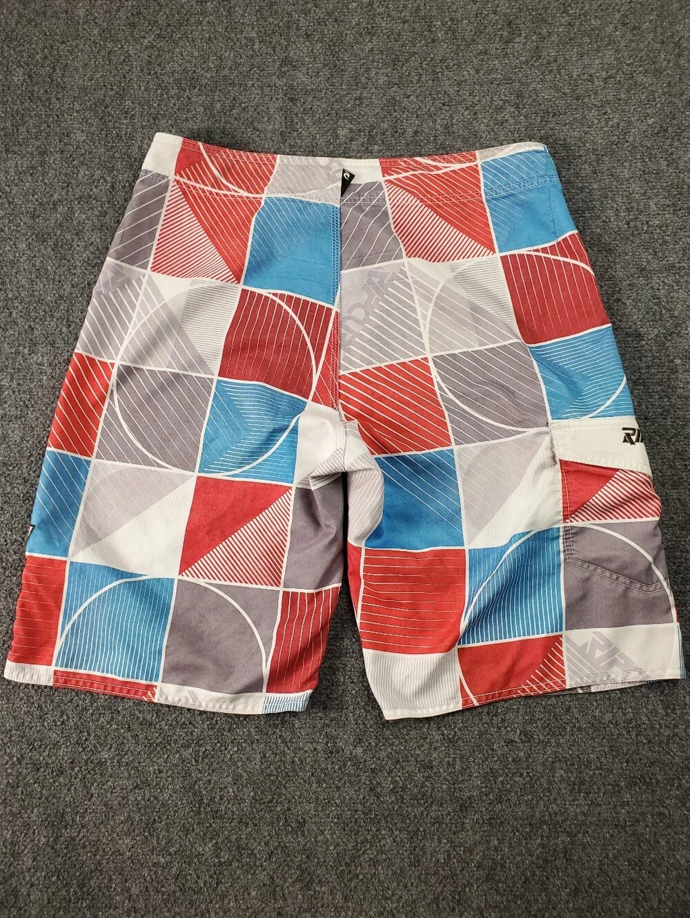 Rip Curl Boardshorts Mens 33 Geometric Grid Plaid Vintage 2000s Y2K Surfer Beach